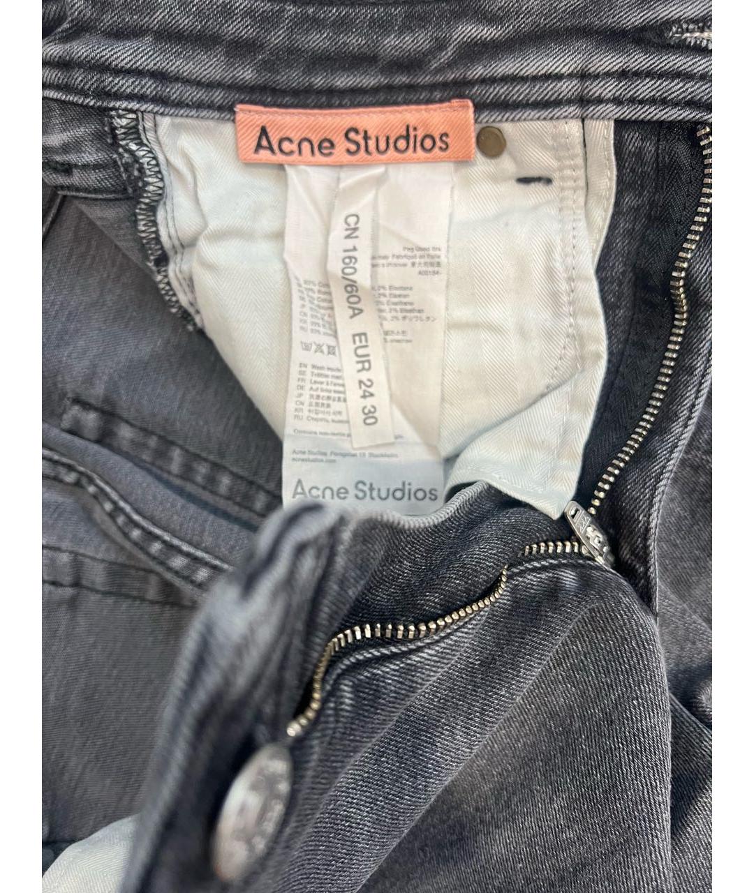 ACNE STUDIOS Серые хлопко-полиэстеровые джинсы слим, фото 3