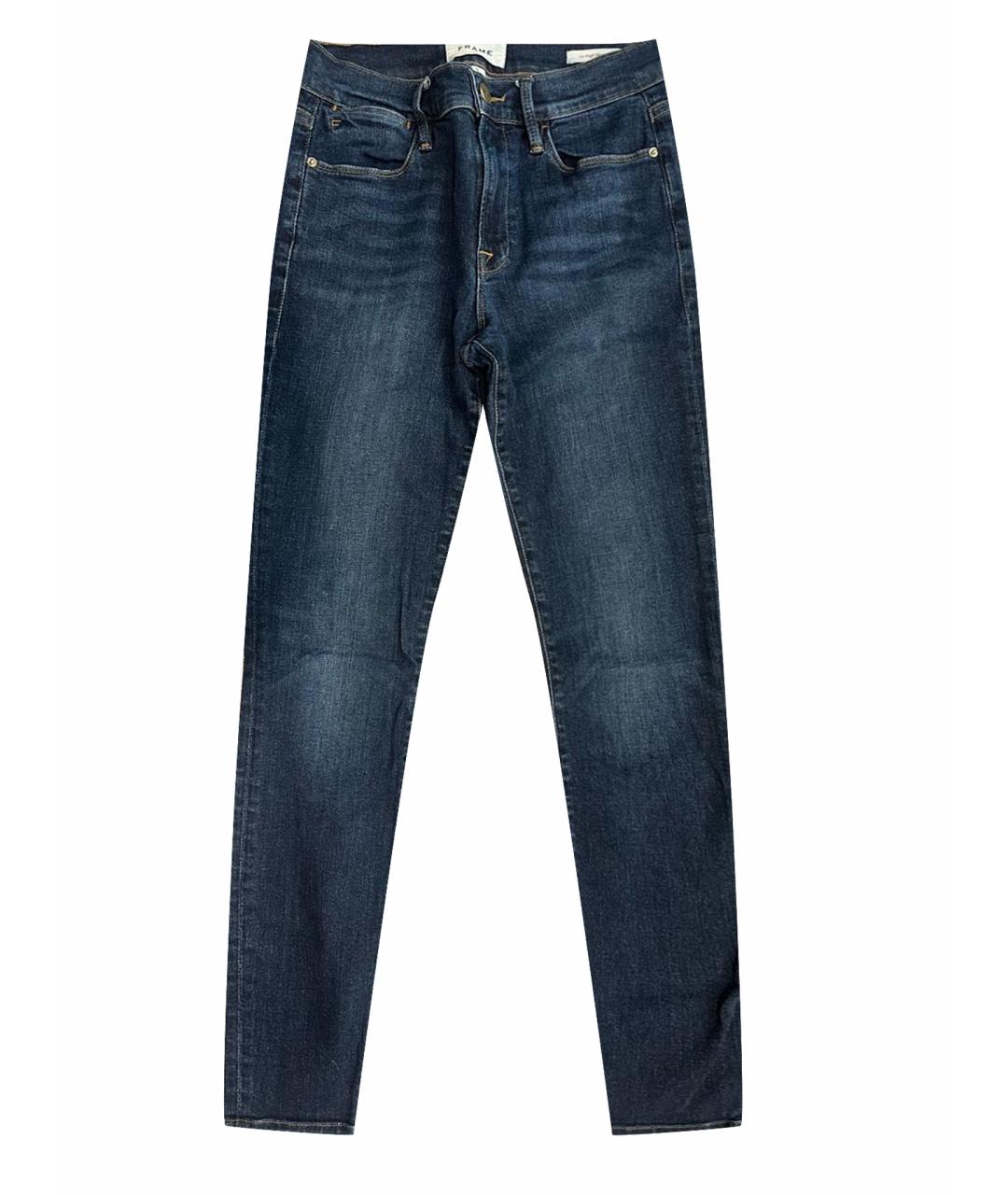FRAME Темно-синие хлопко-полиэстеровые джинсы слим, фото 1