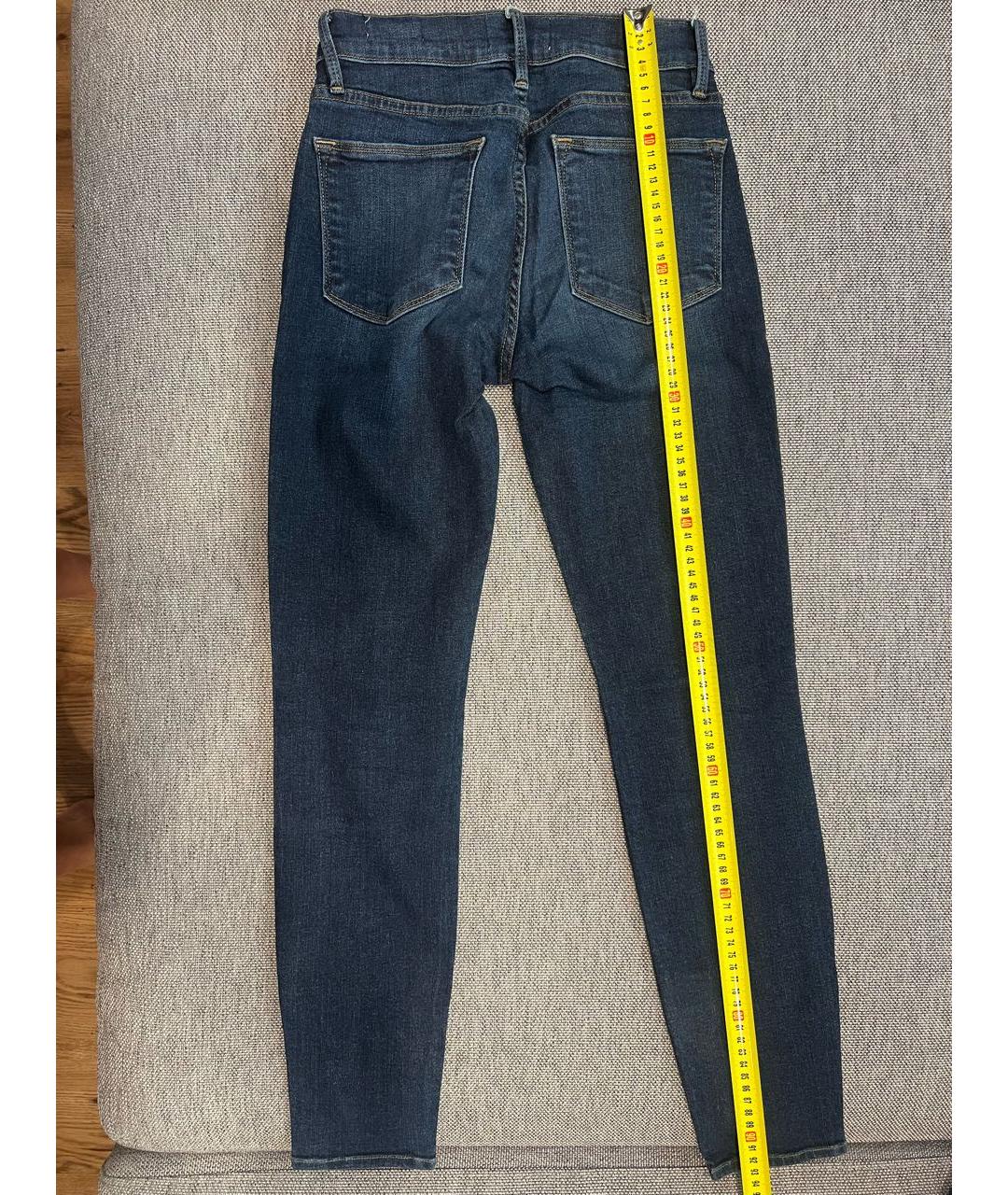 FRAME Темно-синие хлопко-полиэстеровые джинсы слим, фото 5