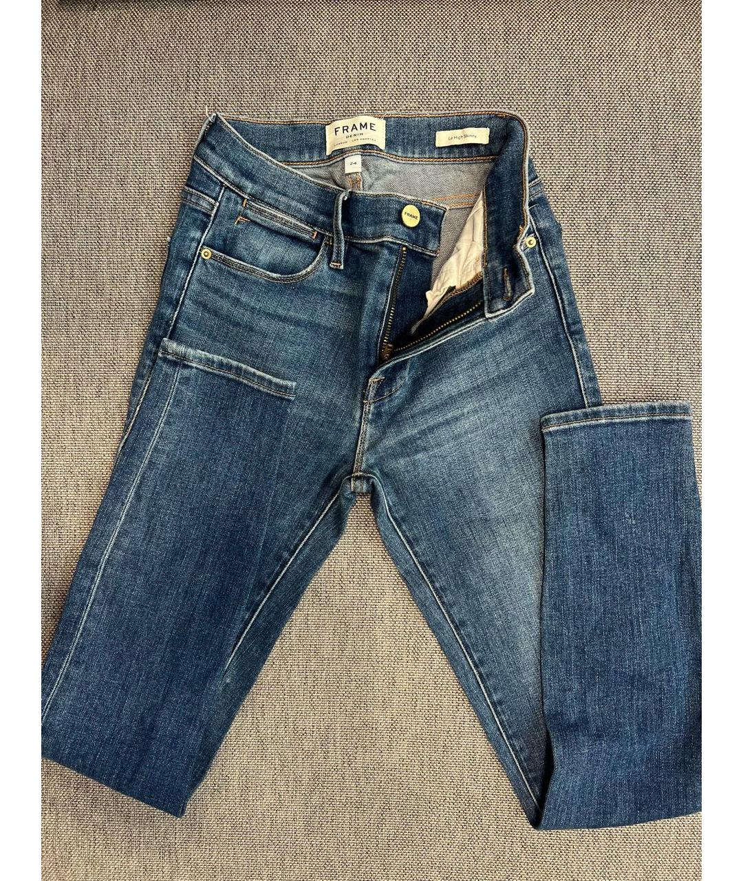 FRAME Синие хлопко-эластановые джинсы слим, фото 3