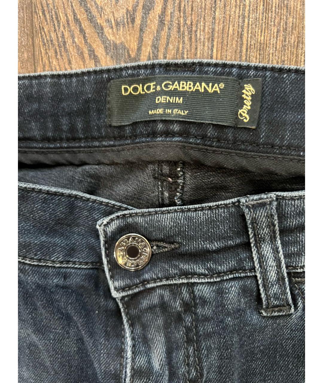 DOLCE&GABBANA Темно-синие хлопко-эластановые прямые джинсы, фото 3