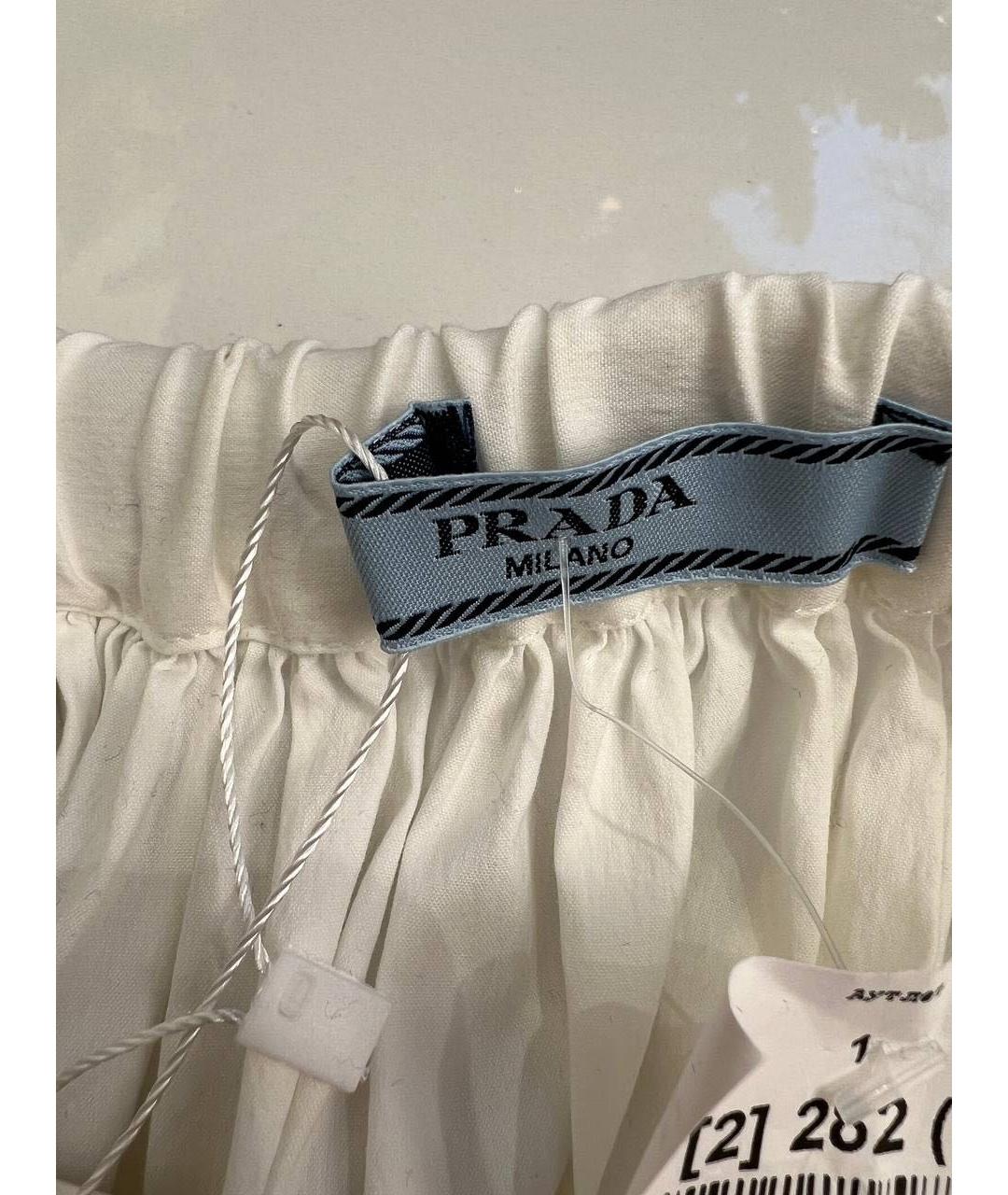 PRADA Белая хлопковая юбка миди, фото 3