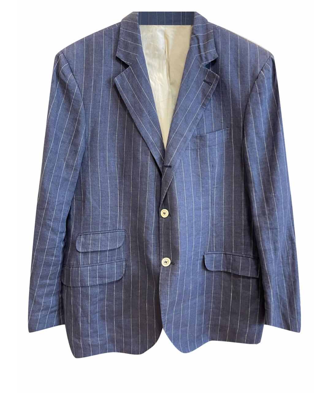 BRUNELLO CUCINELLI Темно-синий льняной пиджак, фото 1