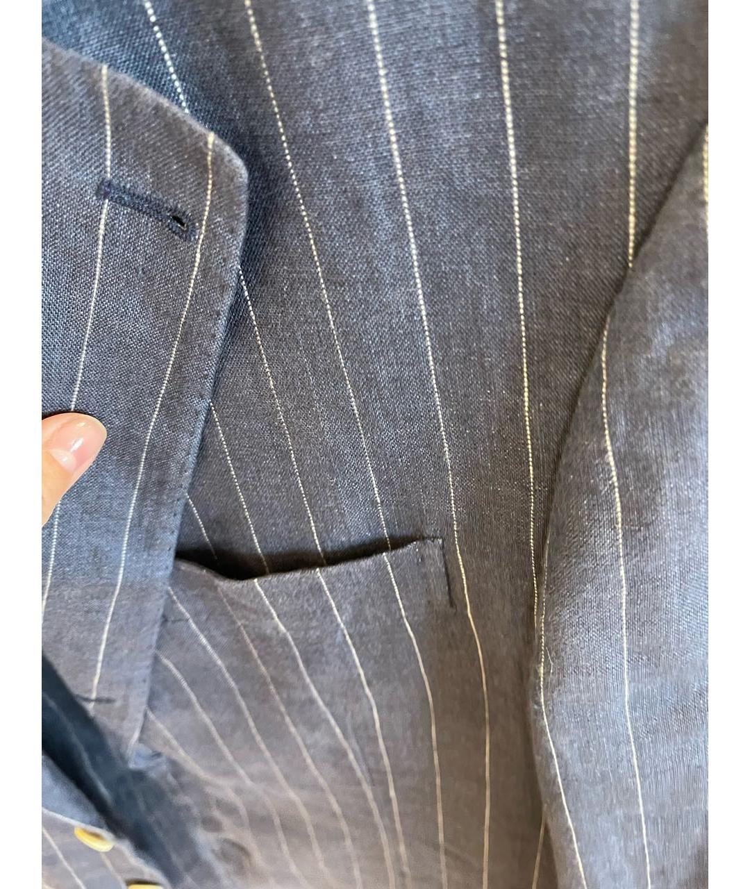 BRUNELLO CUCINELLI Темно-синий льняной пиджак, фото 7