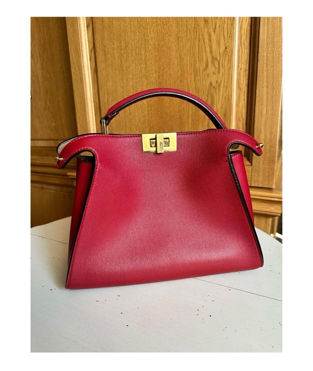 FENDI Красная кожаная сумка с короткими ручками, фото 9