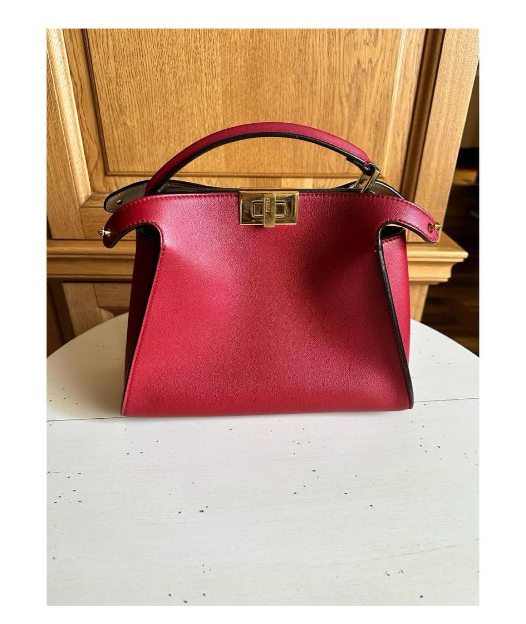 FENDI Красная кожаная сумка с короткими ручками, фото 3
