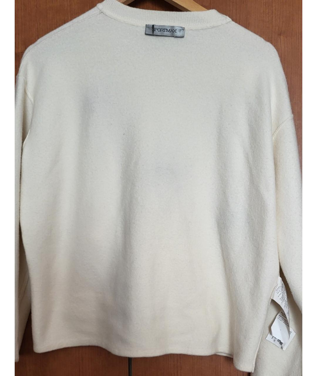 SPORTMAX Белый шерстяной джемпер / свитер, фото 3