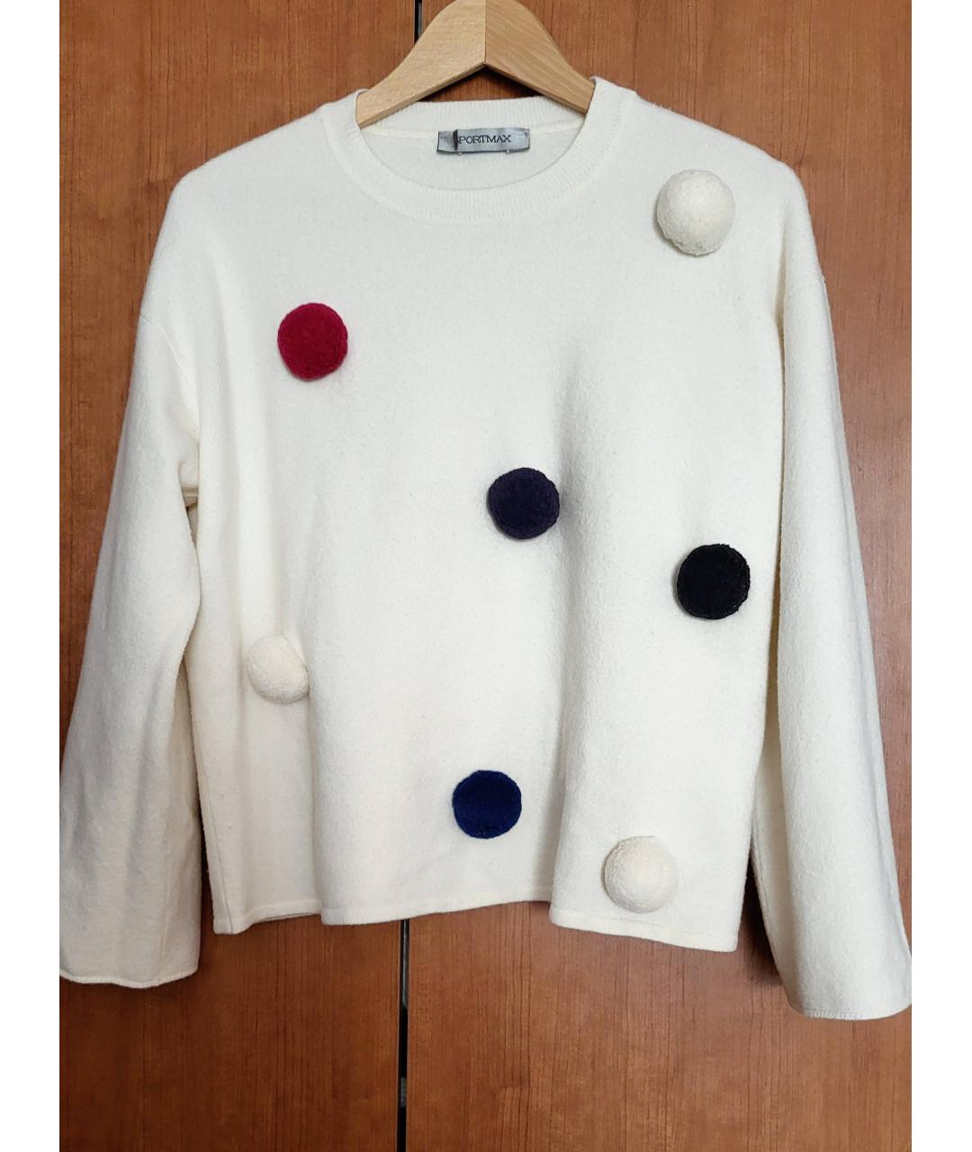 SPORTMAX Белый шерстяной джемпер / свитер, фото 9
