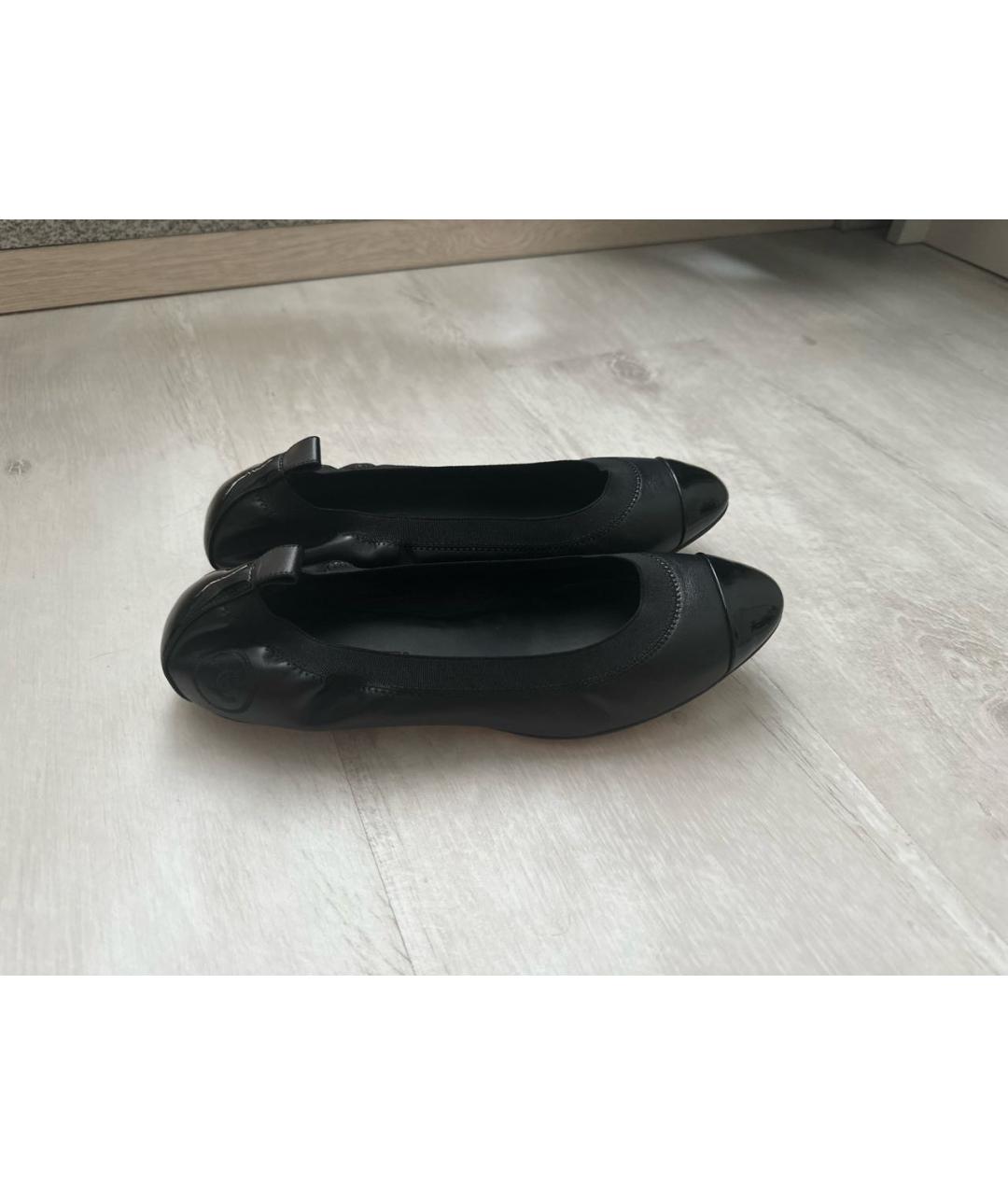 CHANEL PRE-OWNED Черные кожаные балетки, фото 9