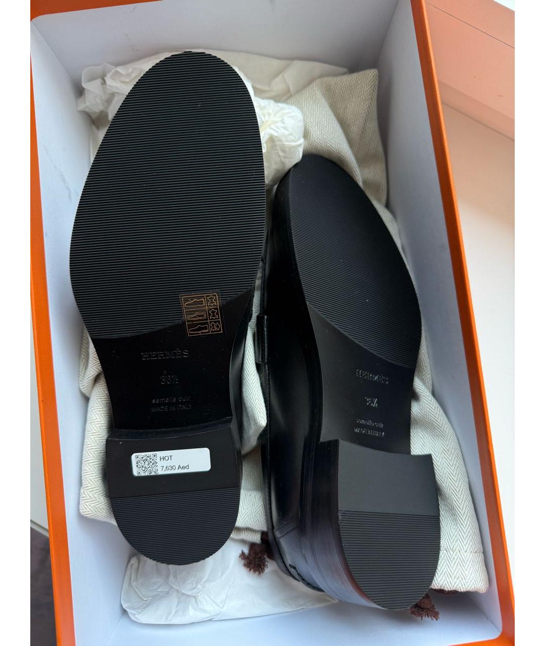 HERMES Черные кожаные лоферы, фото 3