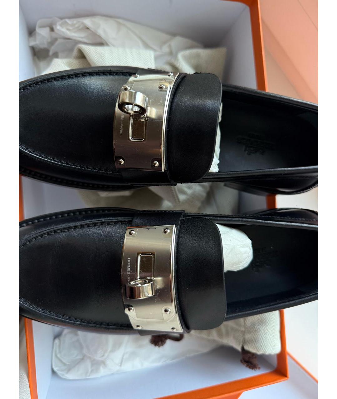 HERMES Черные кожаные лоферы, фото 7
