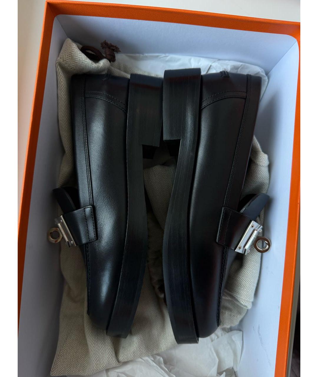 HERMES Черные кожаные лоферы, фото 6