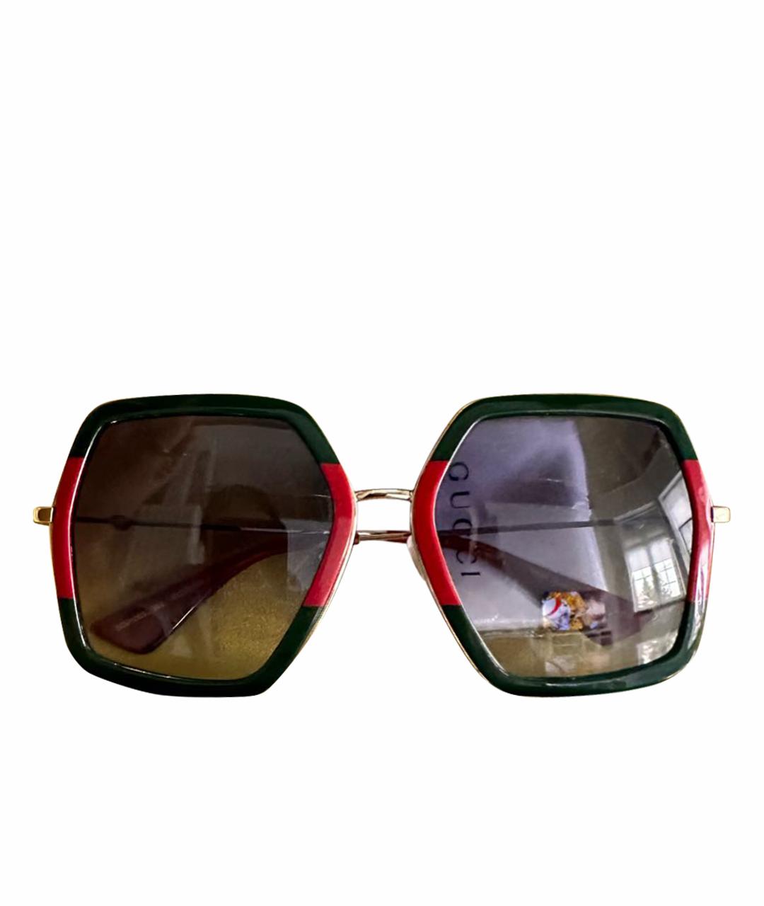 GUCCI Зеленые пластиковые солнцезащитные очки, фото 1
