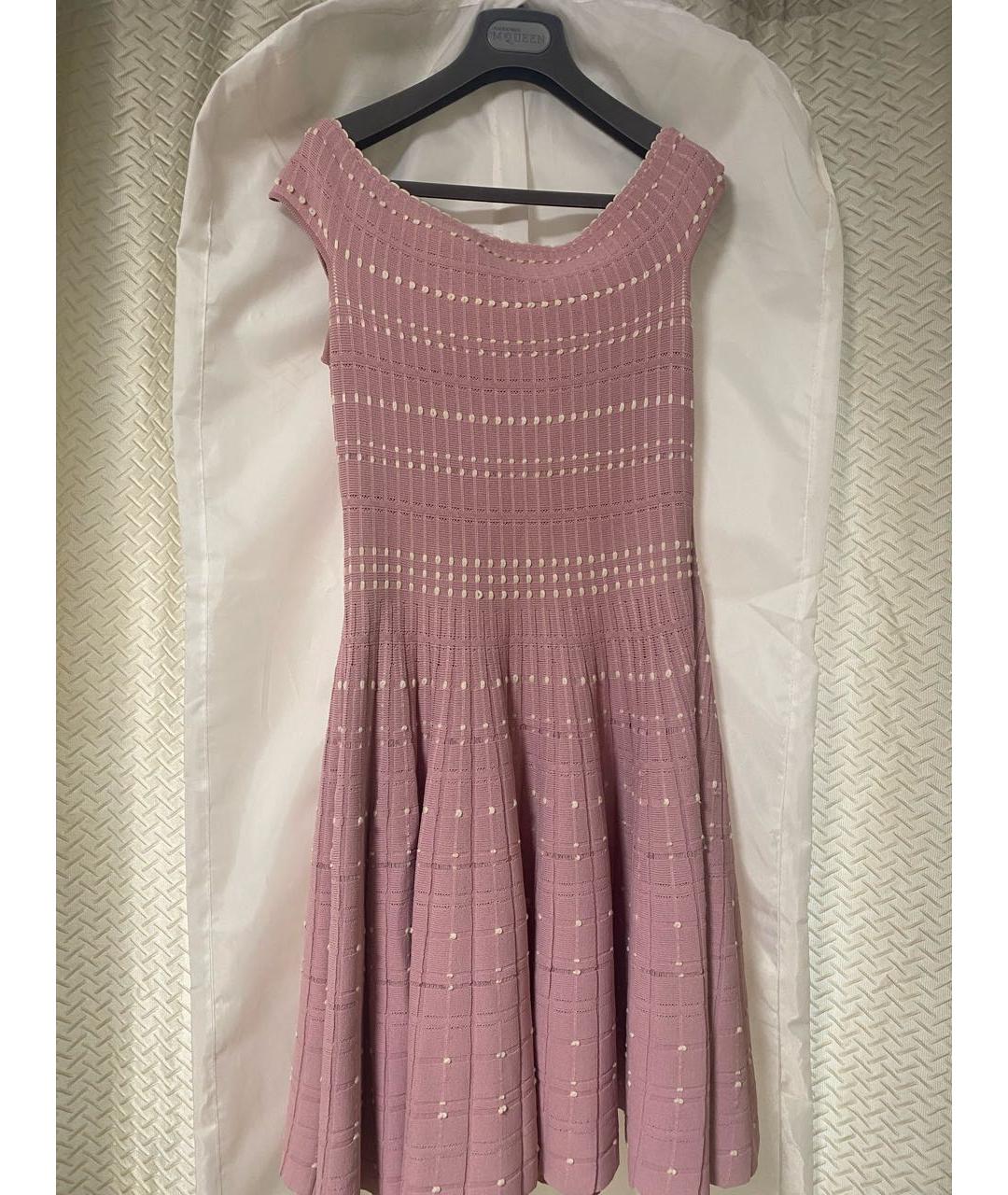 ALEXANDER MCQUEEN Розовое вискозное повседневное платье, фото 5