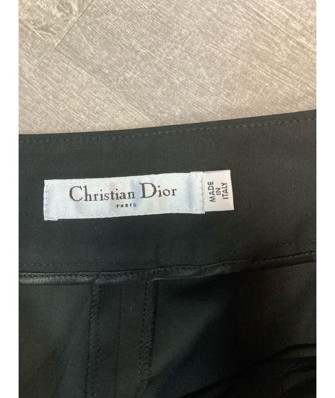 CHRISTIAN DIOR Черные хлопковые прямые брюки, фото 3