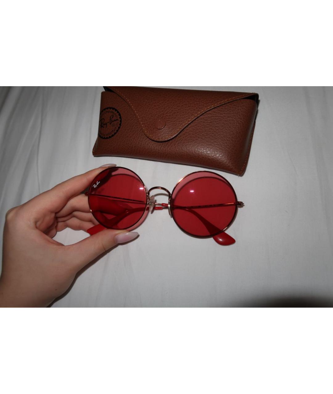 RAY BAN Розовые металлические солнцезащитные очки, фото 5