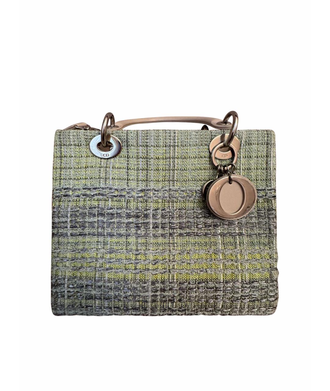 CHRISTIAN DIOR Салатовая твидовая сумка с короткими ручками, фото 1