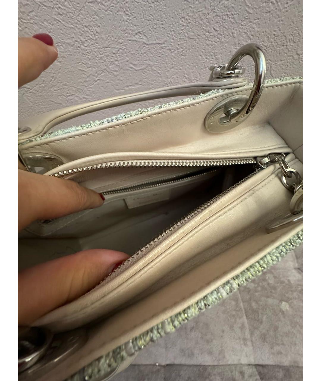 CHRISTIAN DIOR Салатовая твидовая сумка с короткими ручками, фото 7