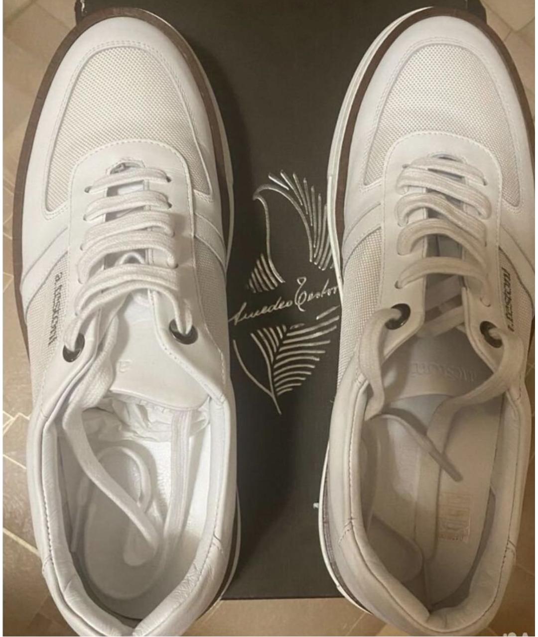 A.TESTONI Белые кожаные низкие кроссовки / кеды, фото 3