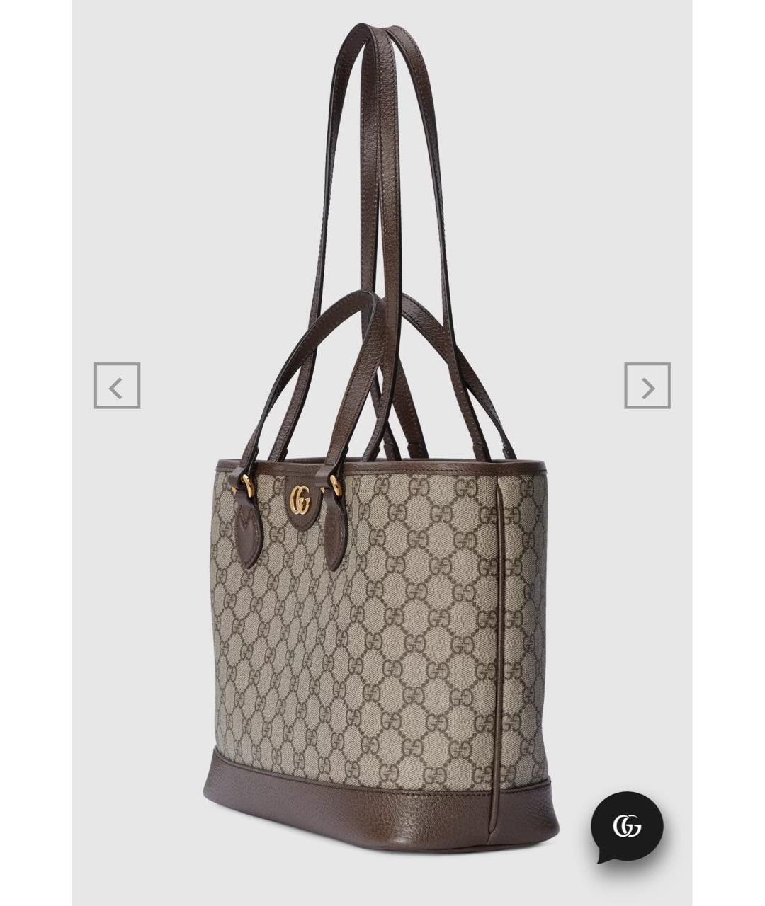 GUCCI Коричневая кожаная сумка тоут, фото 3