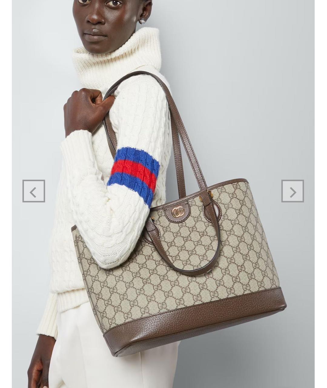 GUCCI Коричневая кожаная сумка тоут, фото 5