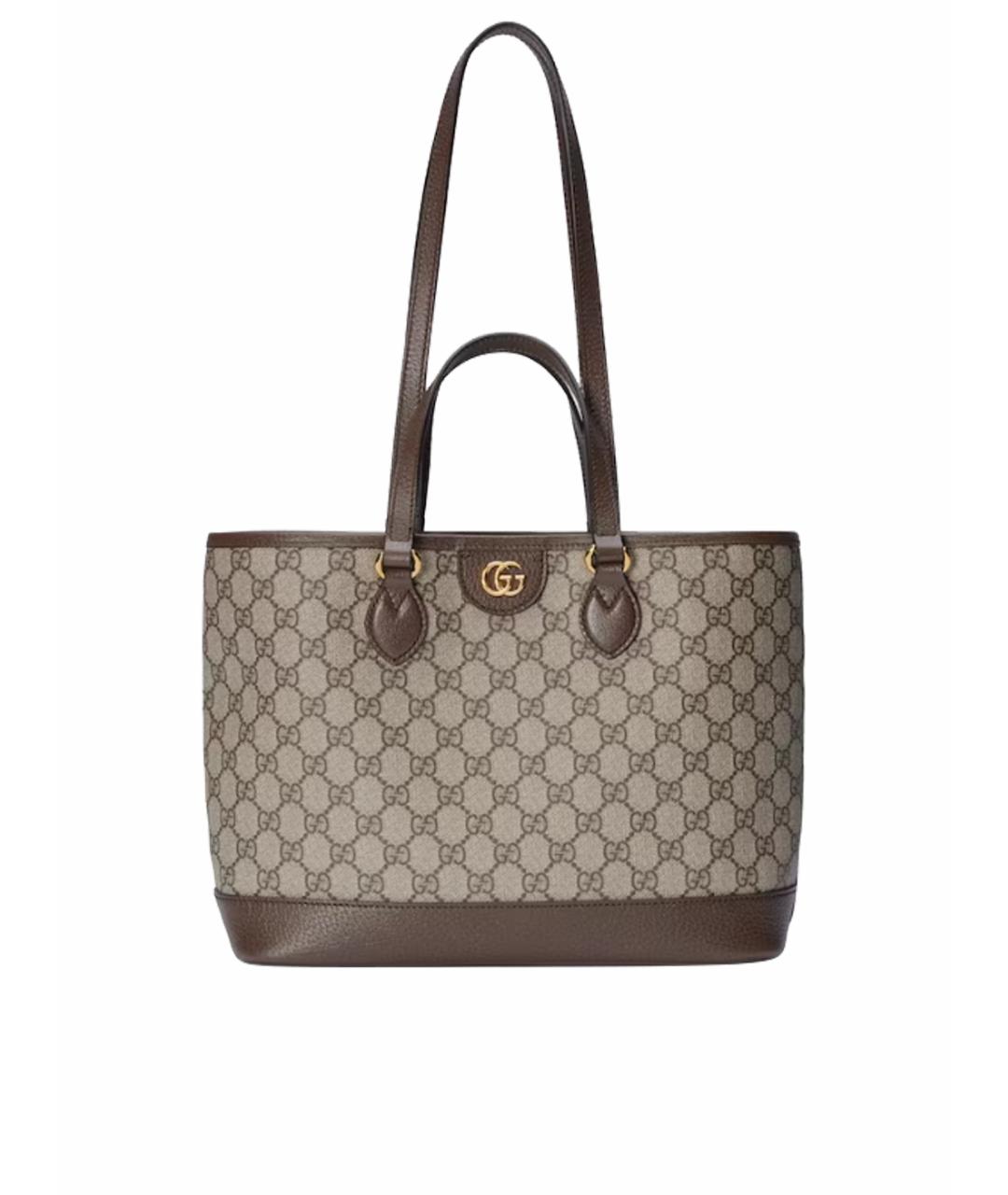 GUCCI Коричневая кожаная сумка тоут, фото 1