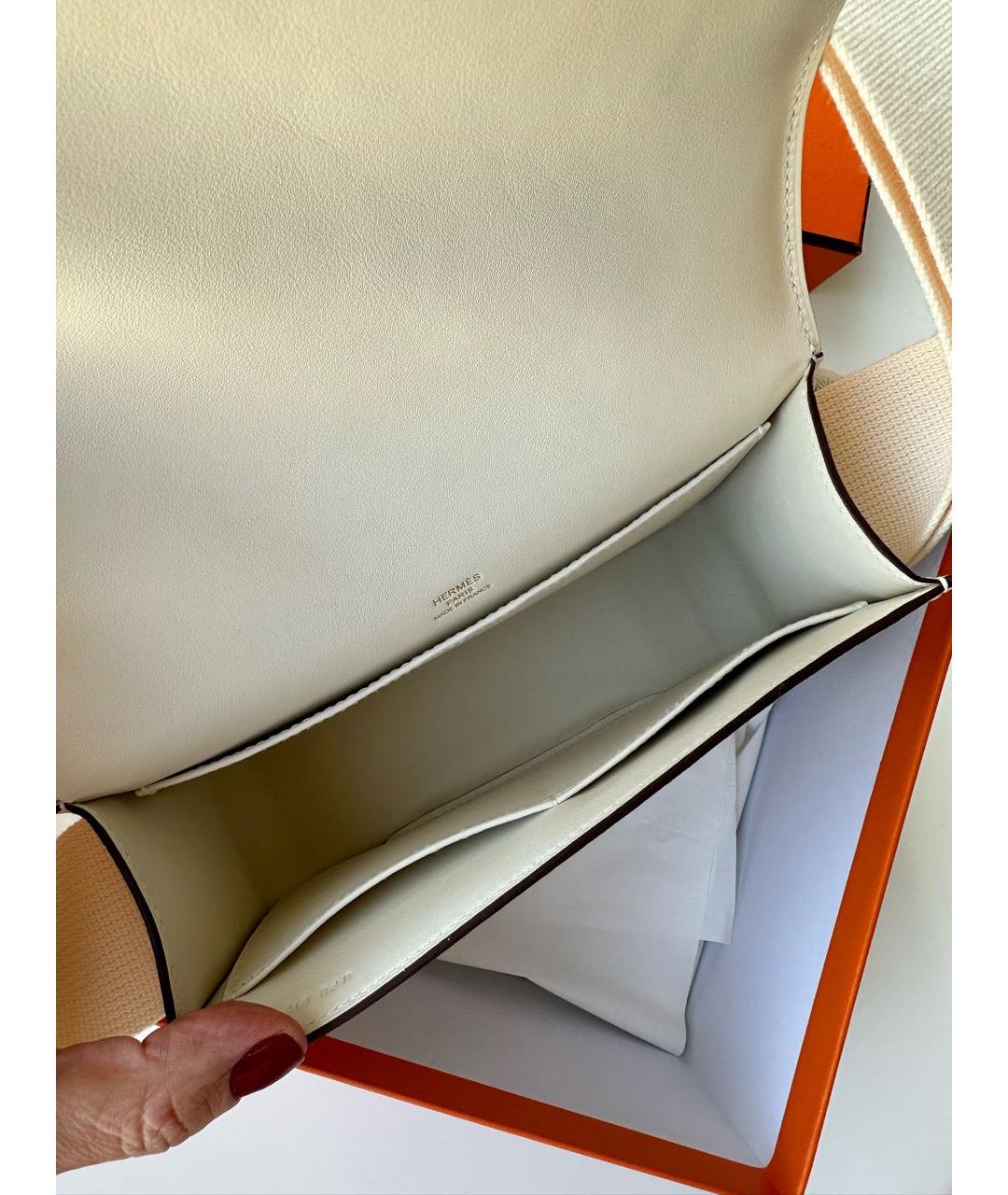 HERMES PRE-OWNED Белая кожаная сумка через плечо, фото 6