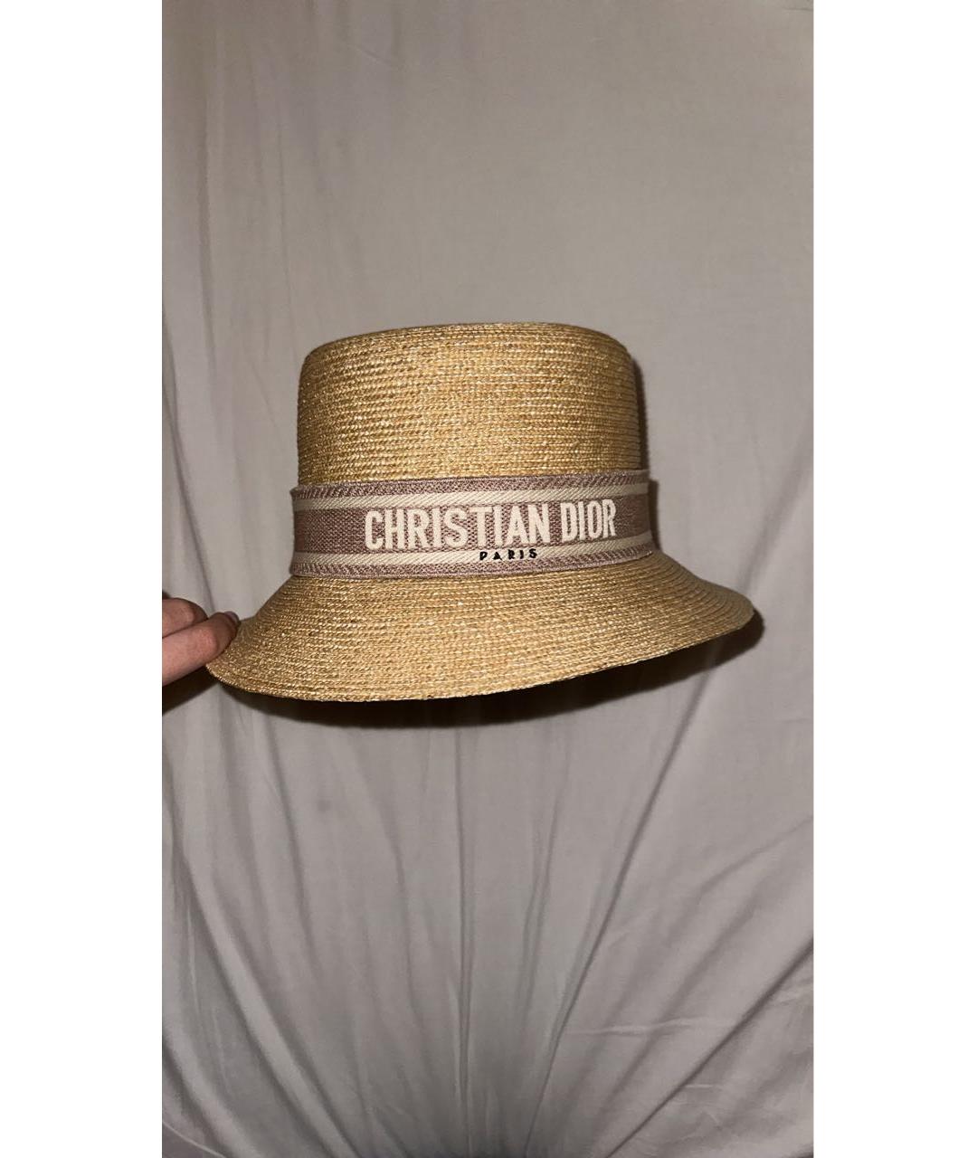CHRISTIAN DIOR PRE-OWNED Бежевая соломенная шляпа, фото 6