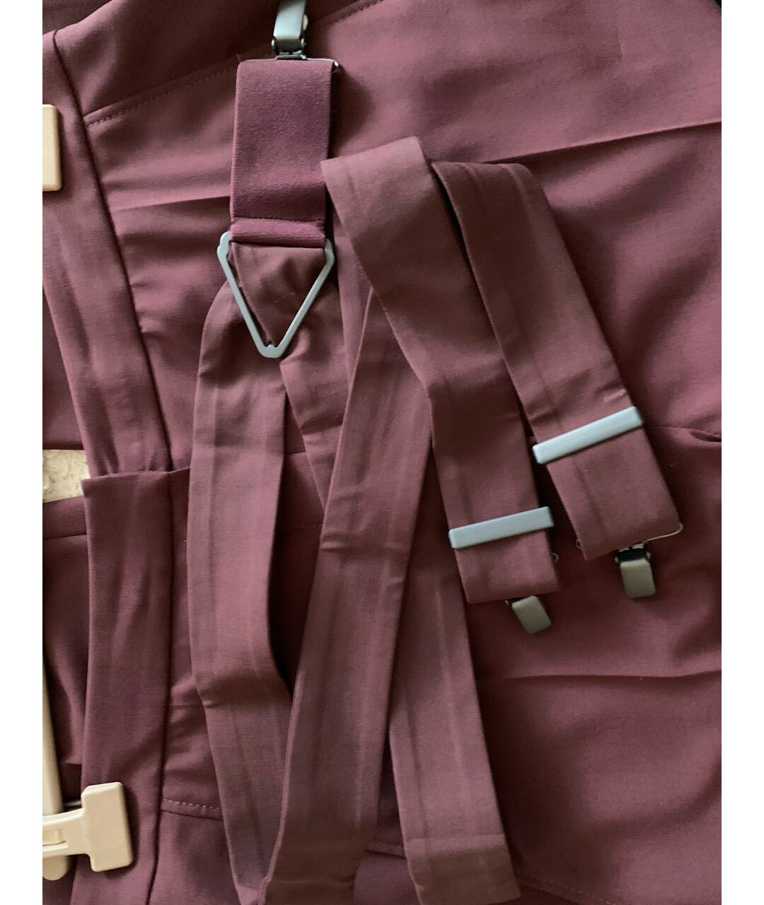 BRUNELLO CUCINELLI Бордовые шерстяные прямые брюки, фото 5