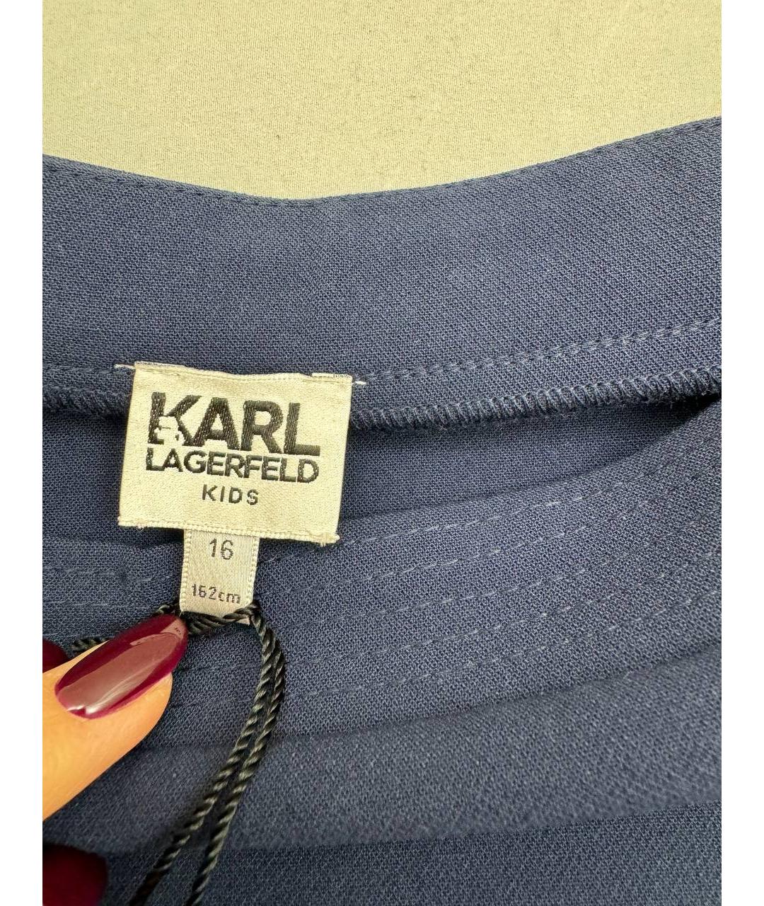 KARL LAGERFELD KIDS Темно-синяя полиэстеровая юбка, фото 3