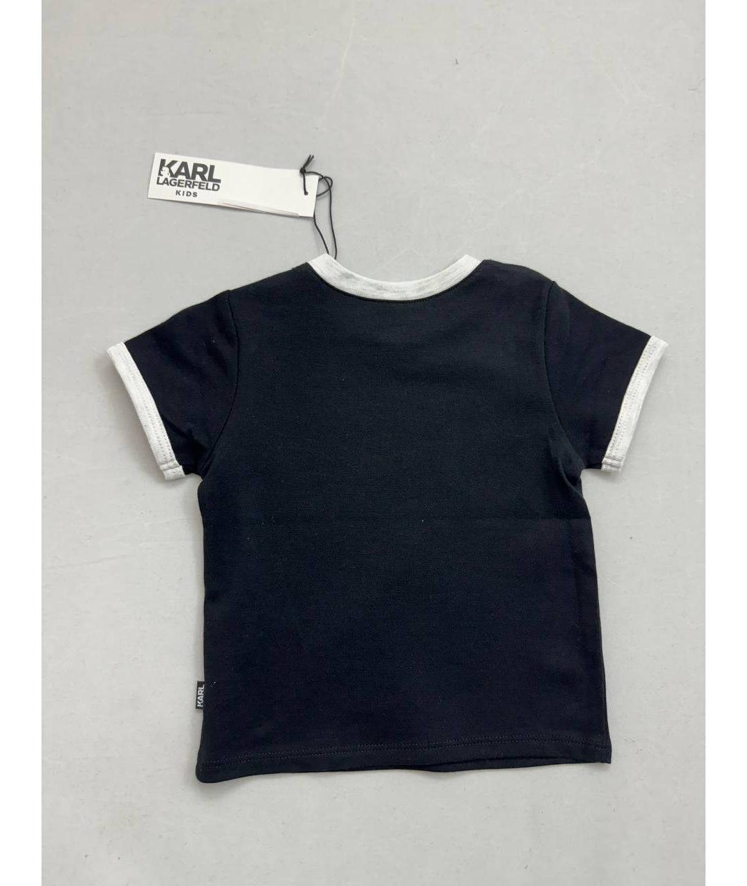 KARL LAGERFELD KIDS Черный хлопковый футболка / топ, фото 2