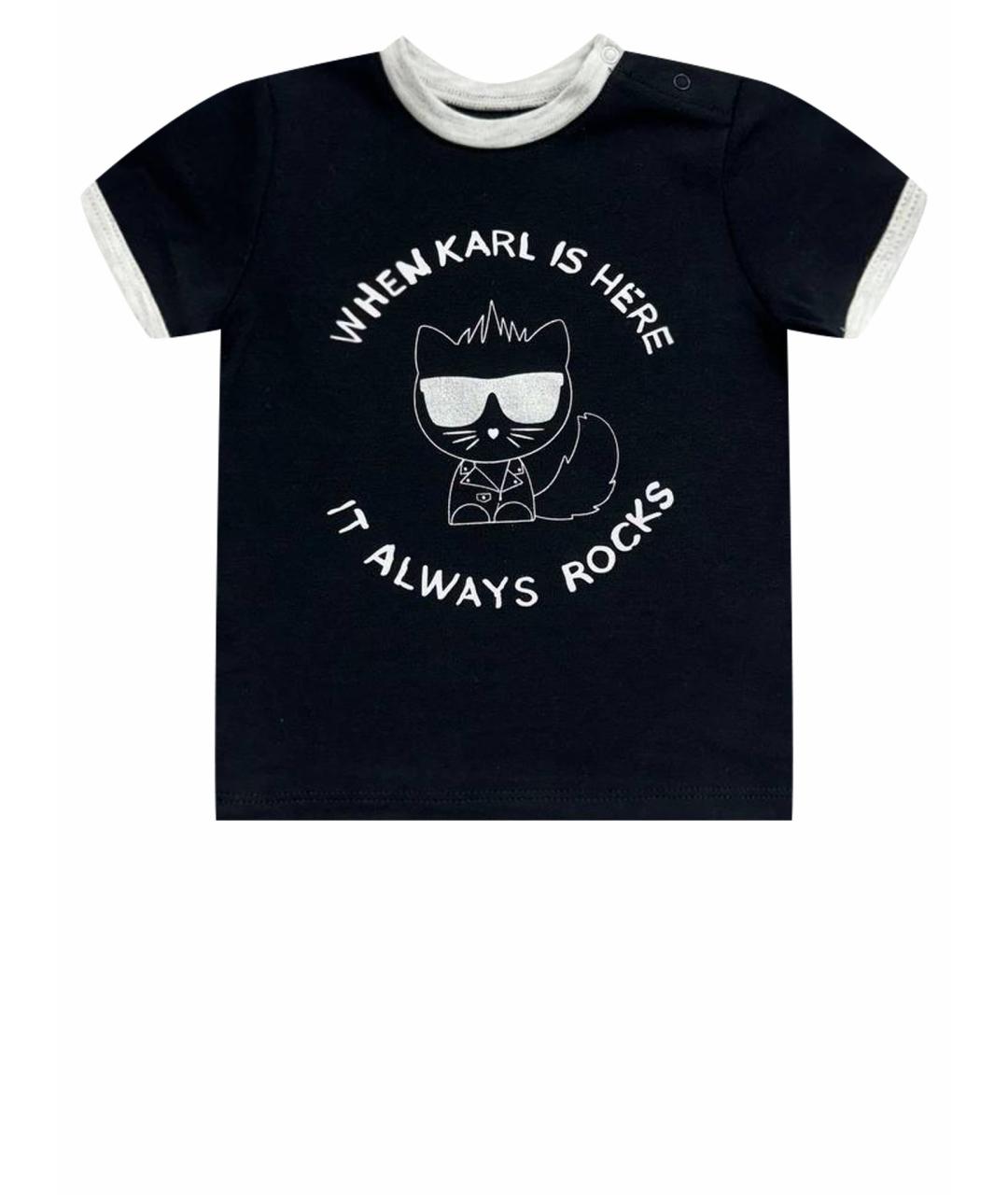 KARL LAGERFELD KIDS Черный хлопковый футболка / топ, фото 1