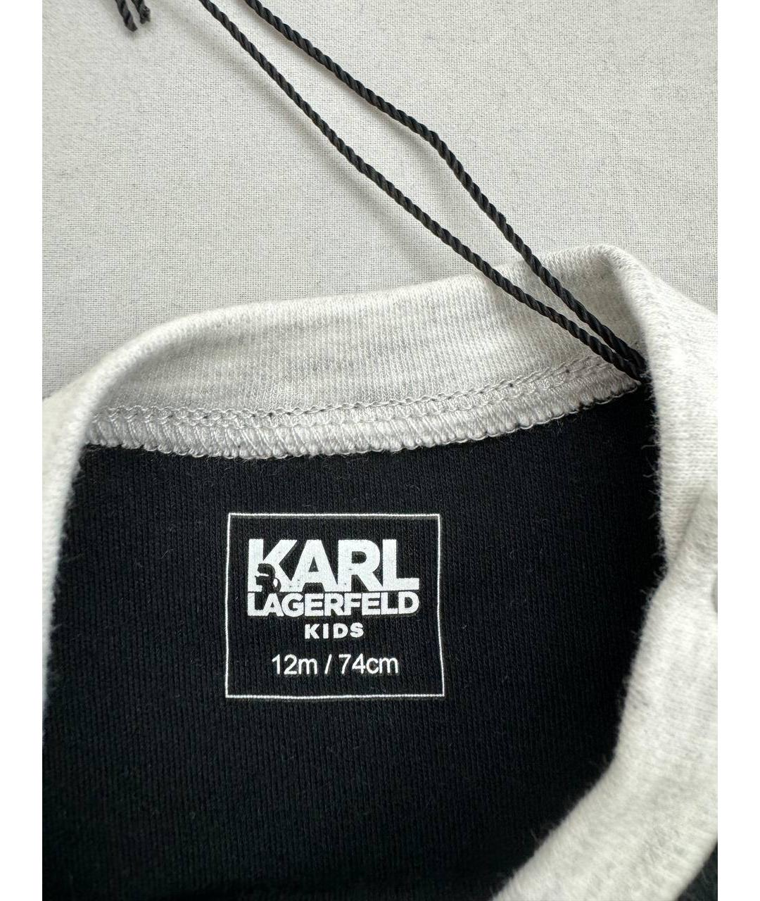 KARL LAGERFELD KIDS Черный хлопковый футболка / топ, фото 4