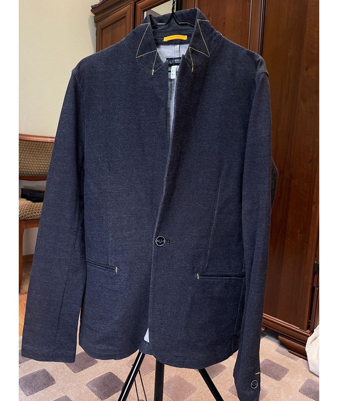 ARMANI JEANS Антрацитовый хлопко-эластановый пиджак, фото 3
