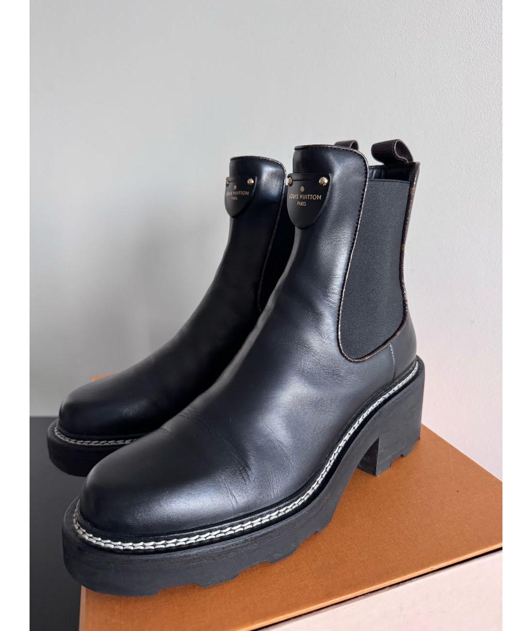 LOUIS VUITTON Черные кожаные ботинки, фото 6
