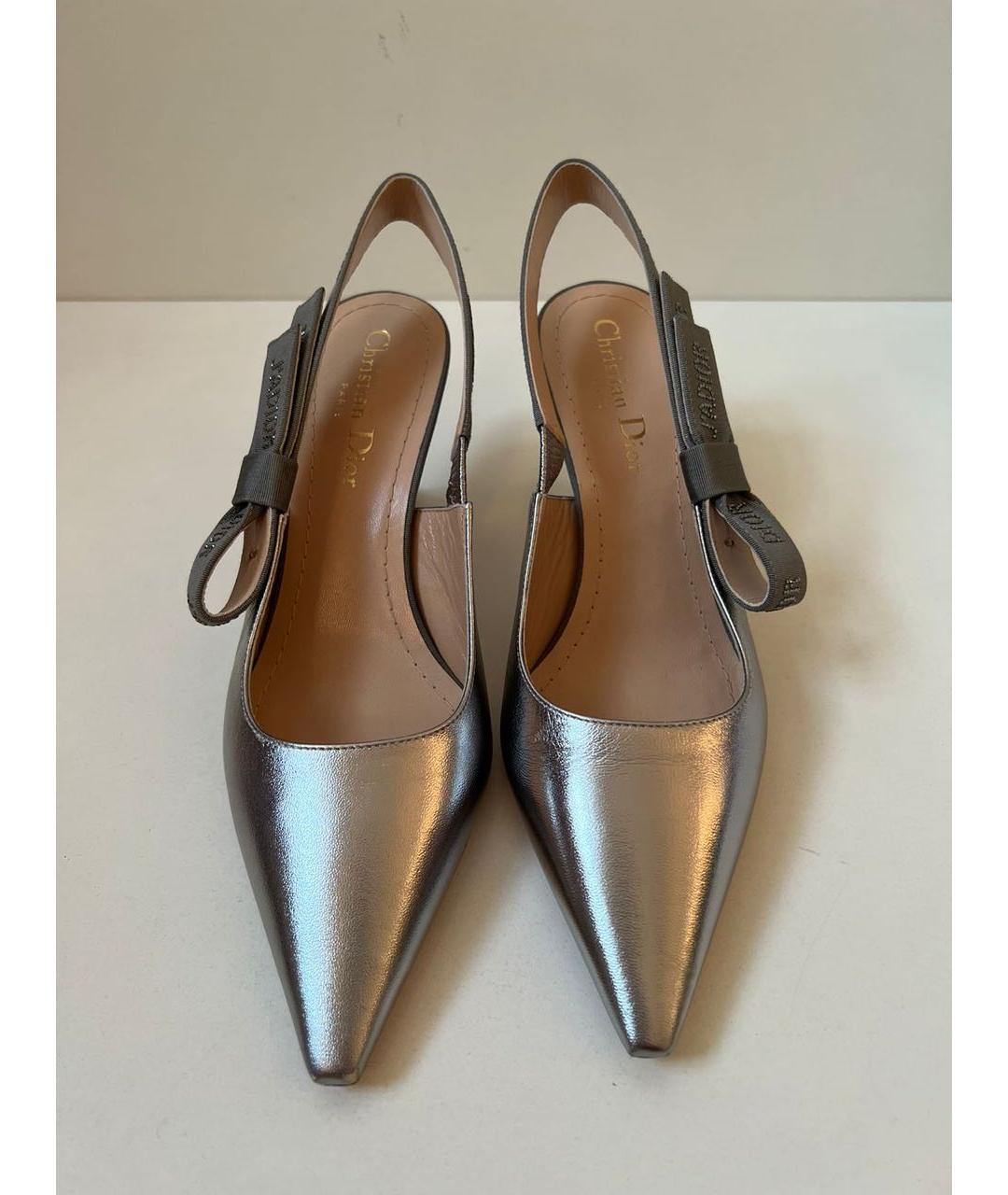CHRISTIAN DIOR Серебряные кожаные туфли, фото 2