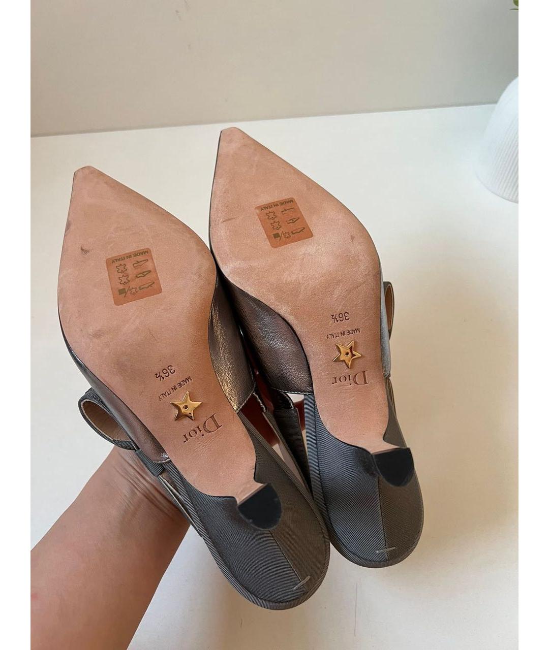 CHRISTIAN DIOR Серебряные кожаные туфли, фото 4