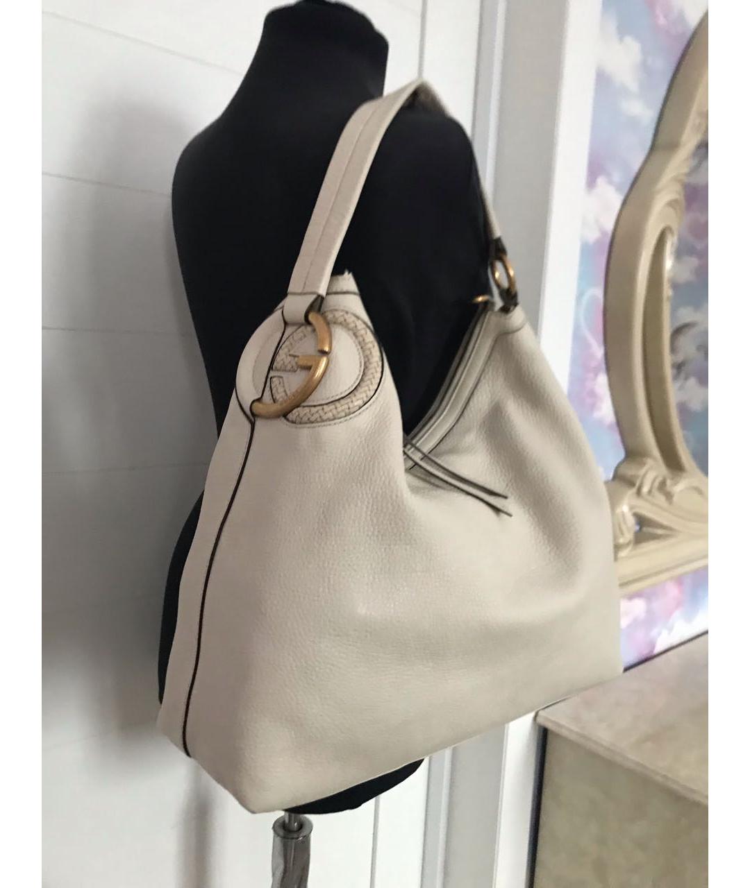GUCCI Белая кожаная сумка тоут, фото 2