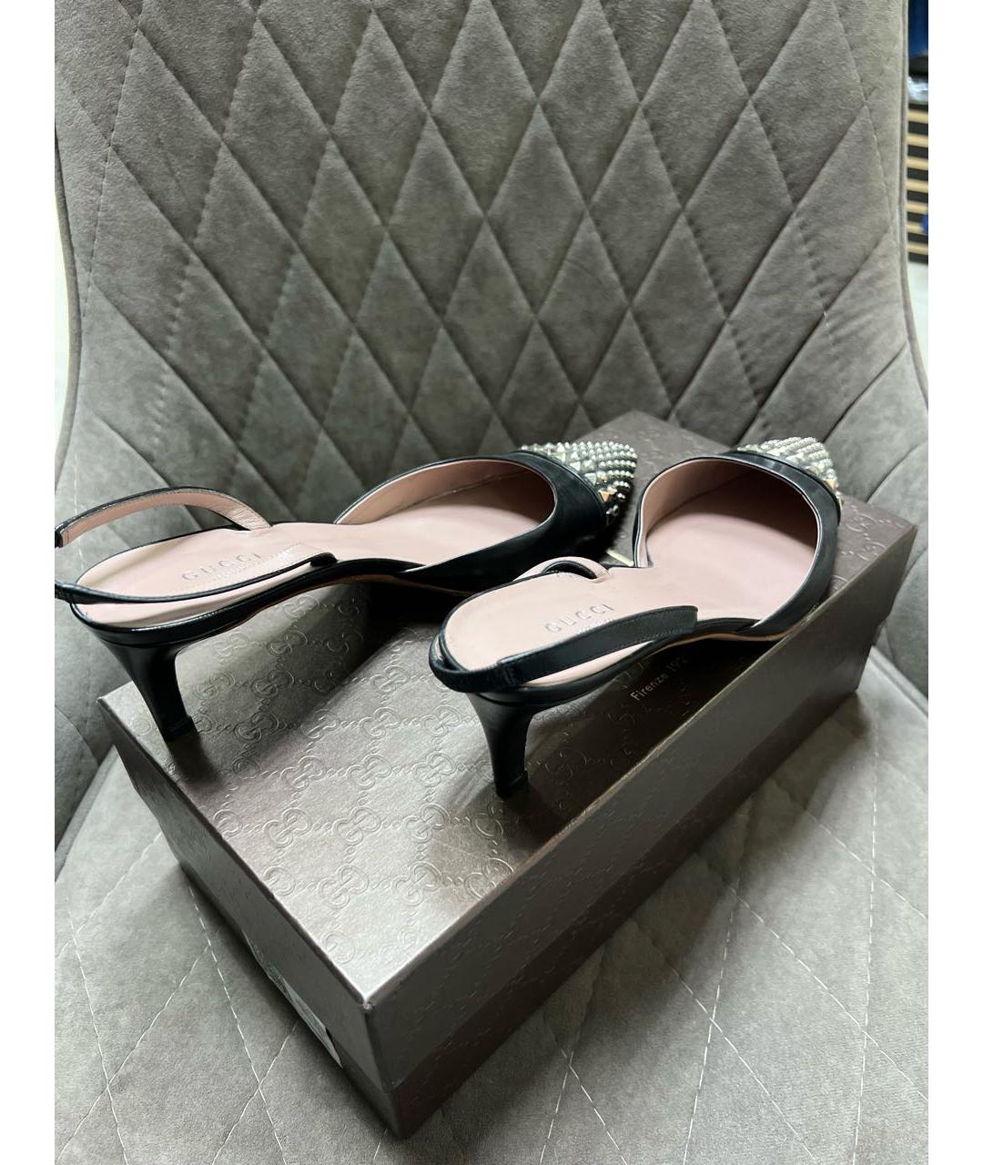 GUCCI Черные кожаные босоножки, фото 3