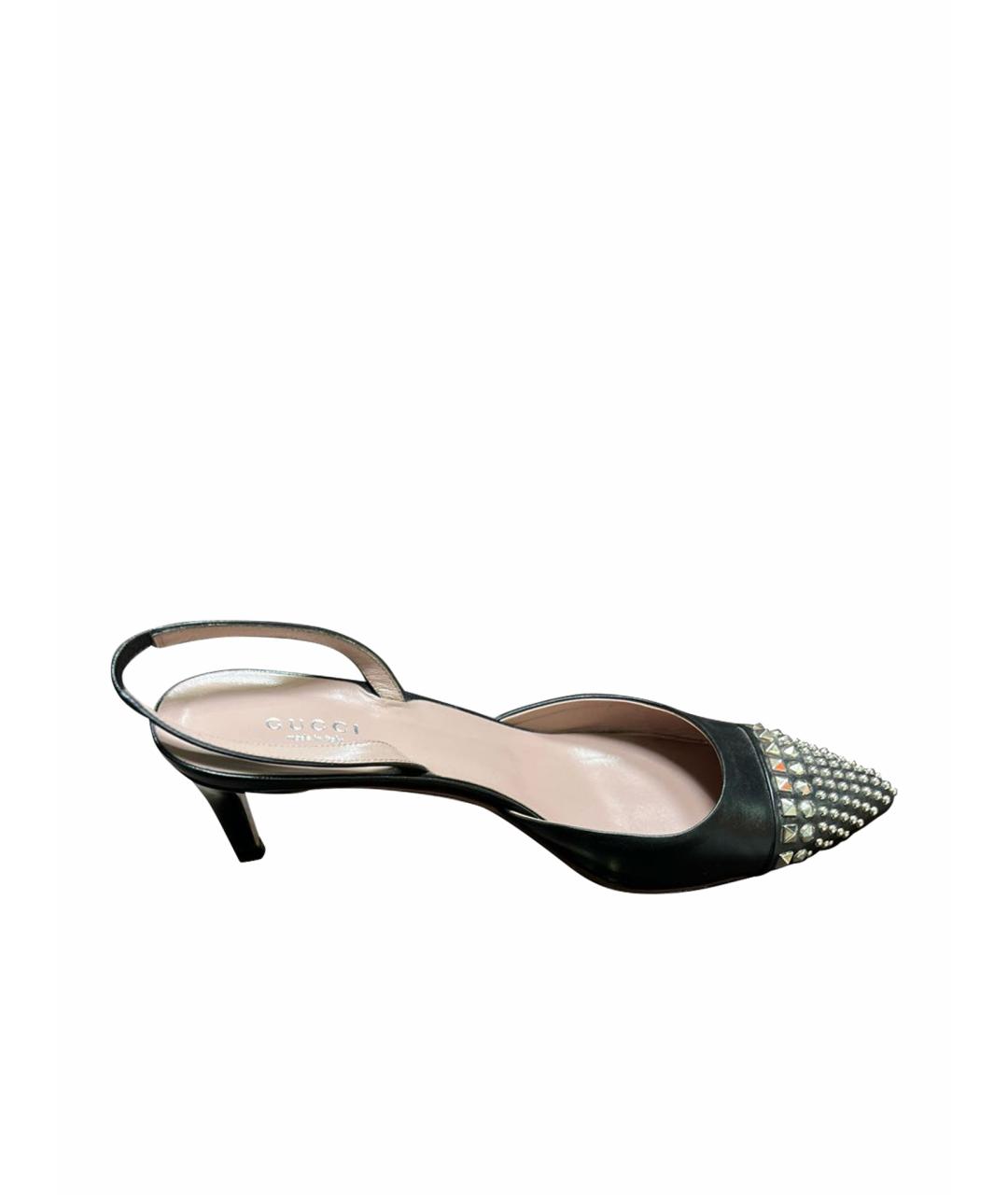 GUCCI Черные кожаные босоножки, фото 1