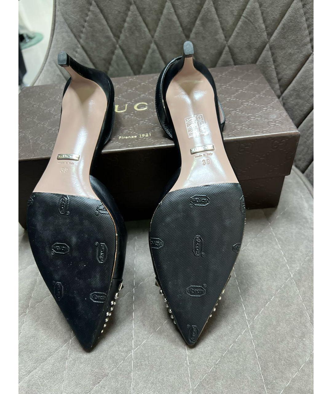 GUCCI Черные кожаные босоножки, фото 6