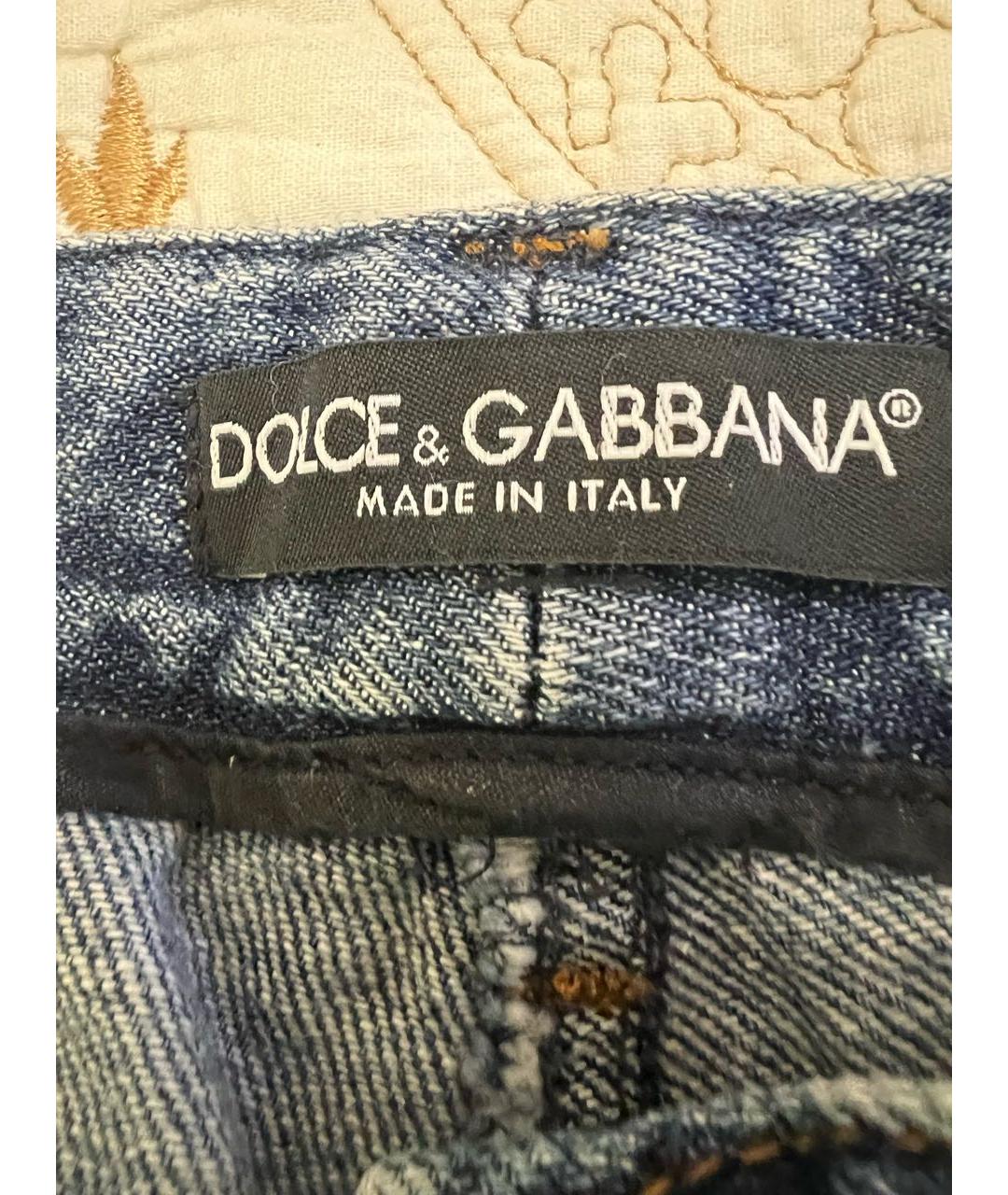 DOLCE&GABBANA Голубые хлопковые джинсы клеш, фото 4