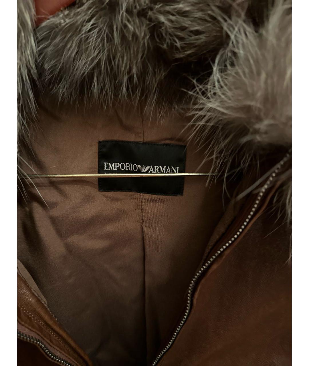 EMPORIO ARMANI Коричневая кожаная куртка, фото 3