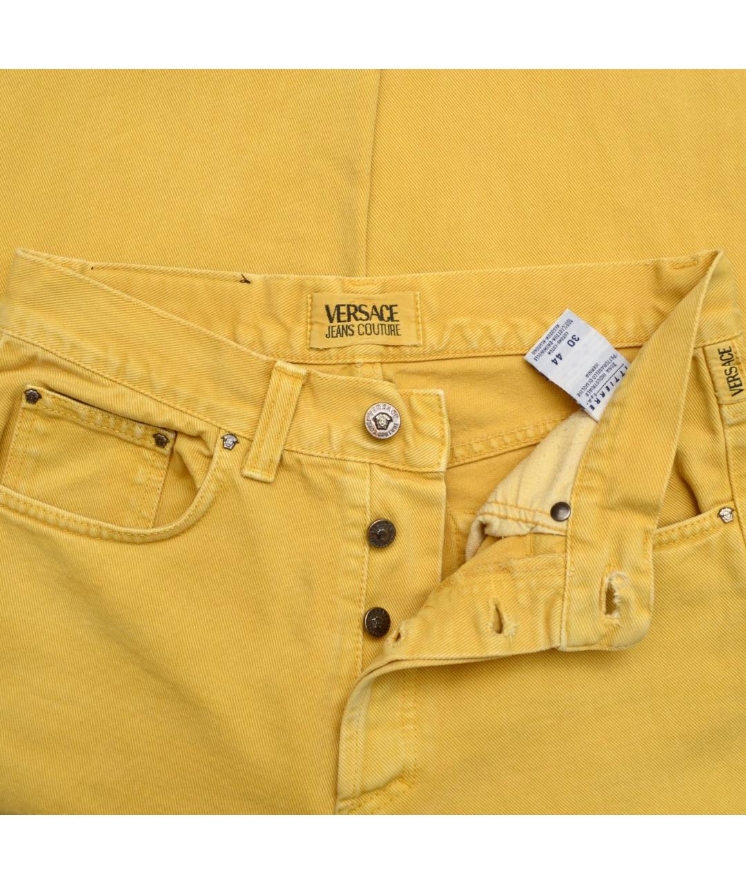 VERSACE JEANS COUTURE Желтые хлопковые джинсы, фото 3