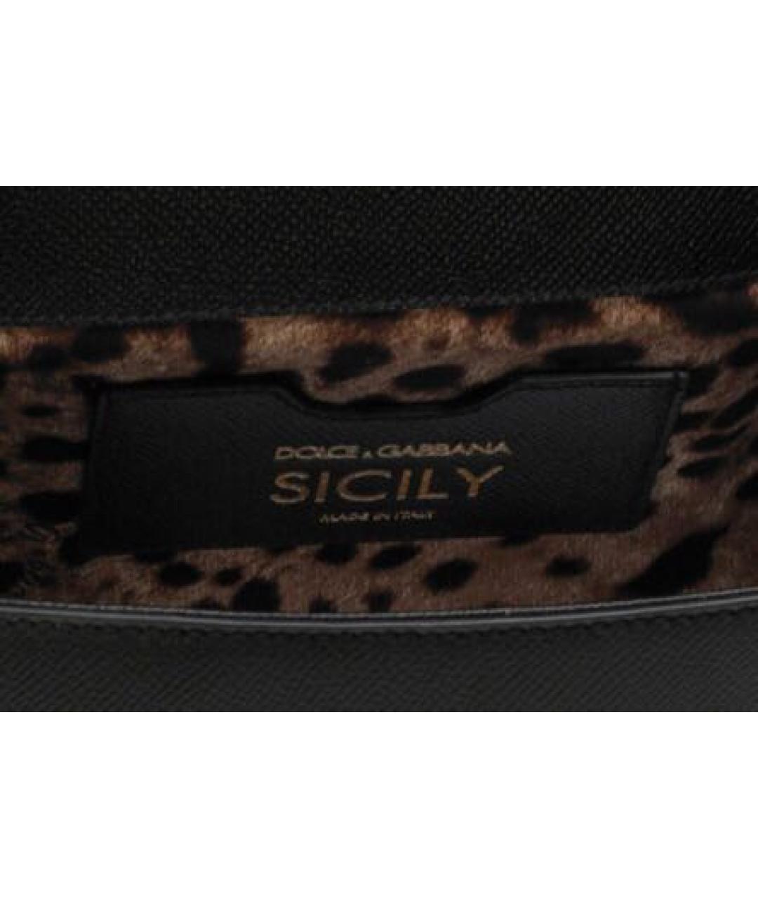 DOLCE&GABBANA Черная кожаная сумка через плечо, фото 4