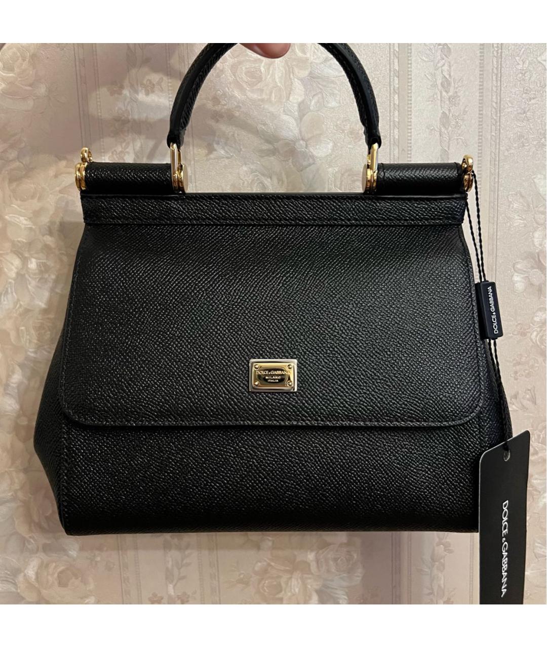 DOLCE&GABBANA Черная кожаная сумка через плечо, фото 8