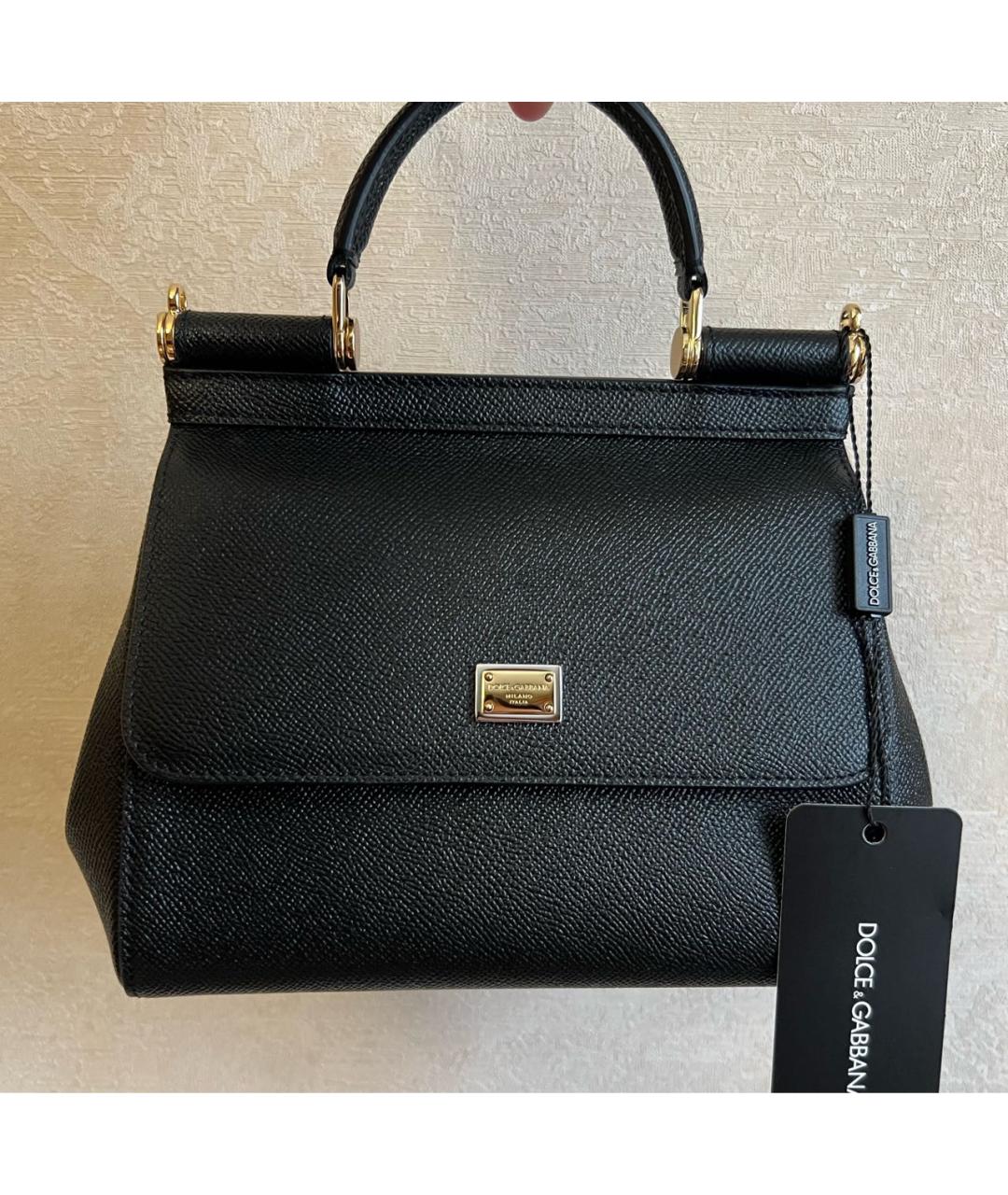 DOLCE&GABBANA Черная кожаная сумка через плечо, фото 2