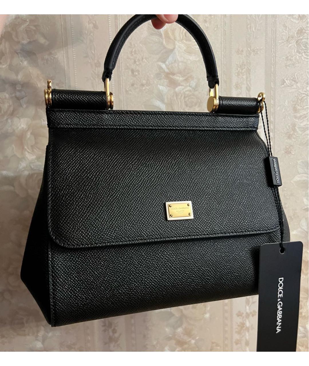 DOLCE&GABBANA Черная кожаная сумка через плечо, фото 5