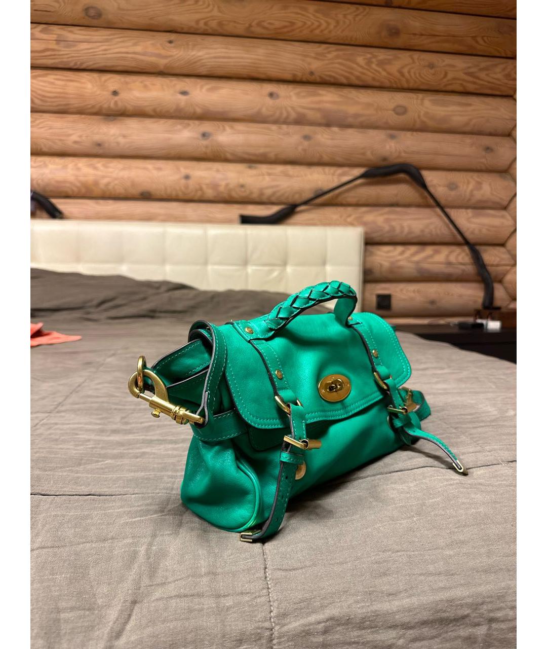 MULBERRY Зеленая кожаная сумка через плечо, фото 2