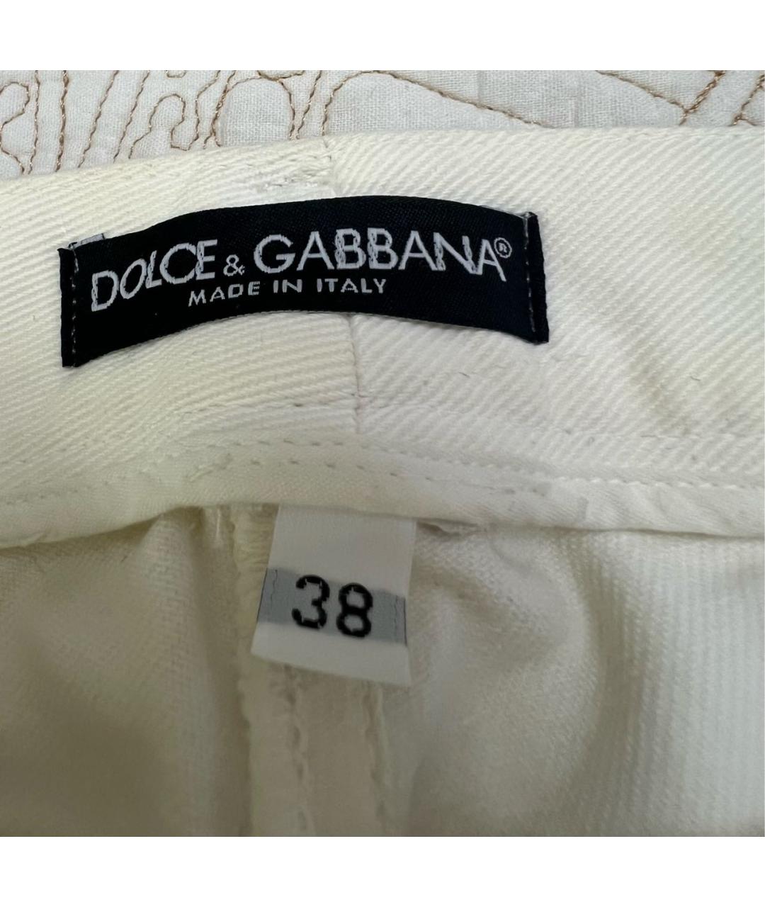 DOLCE&GABBANA Белые хлопковые джинсы слим, фото 4